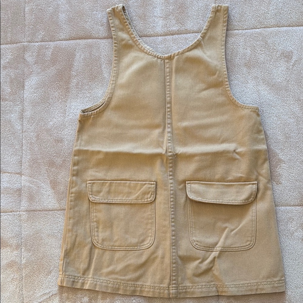 H&M Tan Casual Dress with Sleeveless Design and Zipper Closure